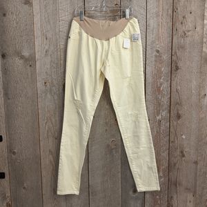 Motherhood pale yellow distressed hole jeans S